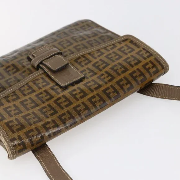 Authentic FENDI Zucchino Canvas Shoulder Bag Coated Canvas Beige - Picture 13 of 16